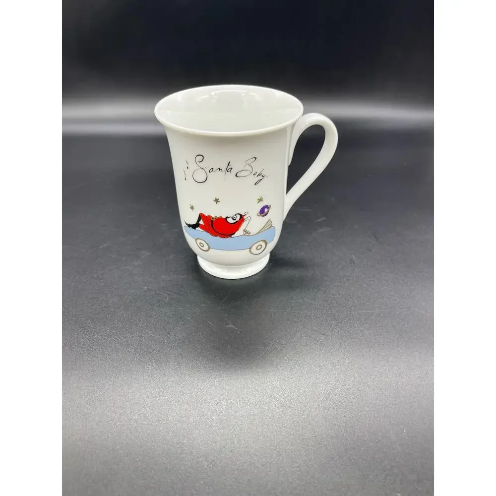 Pottery Barn Ceramic Santa Baby Coffee Cup Mug